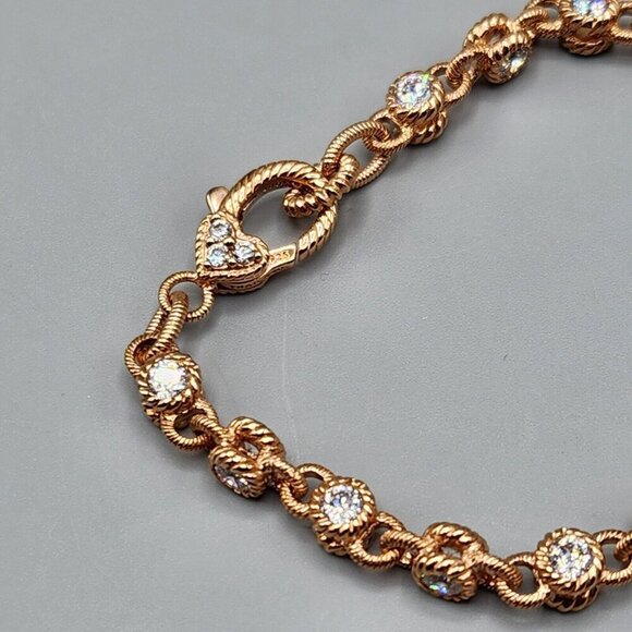 Rose Gold Tone Matching 925 Silver Bracelets Cubic Zirconia Thailand Lot of 2 - Picture 5 of 10